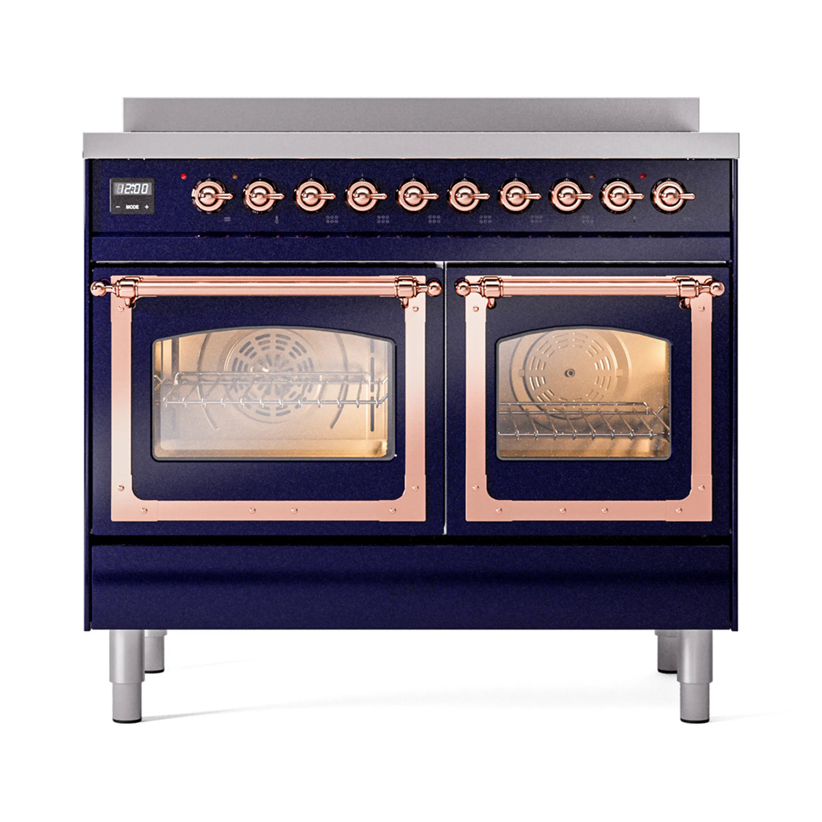 ILVE Nostalgie II Noblesse 40-Inch Induction Range, Triple Glass Door, Midnight Blue with Copper Trim (UNDI406NMPMBP)
