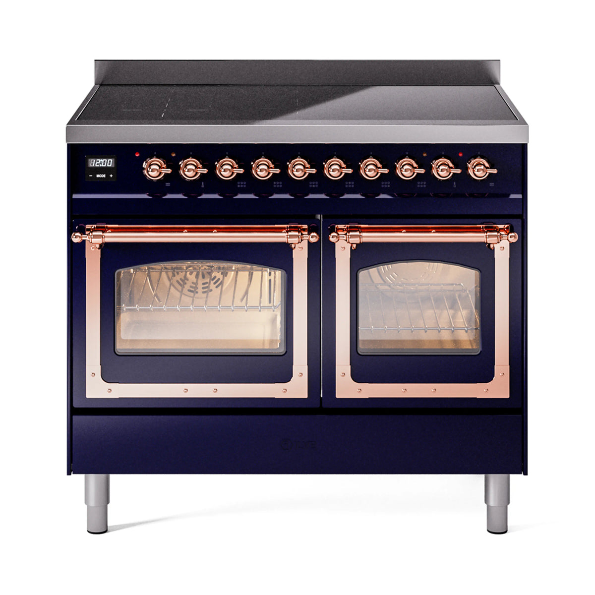 ILVE Nostalgie II Noblesse 40-Inch Induction Range, Triple Glass Door, Midnight Blue with Copper Trim (UNDI406NMPMBP)