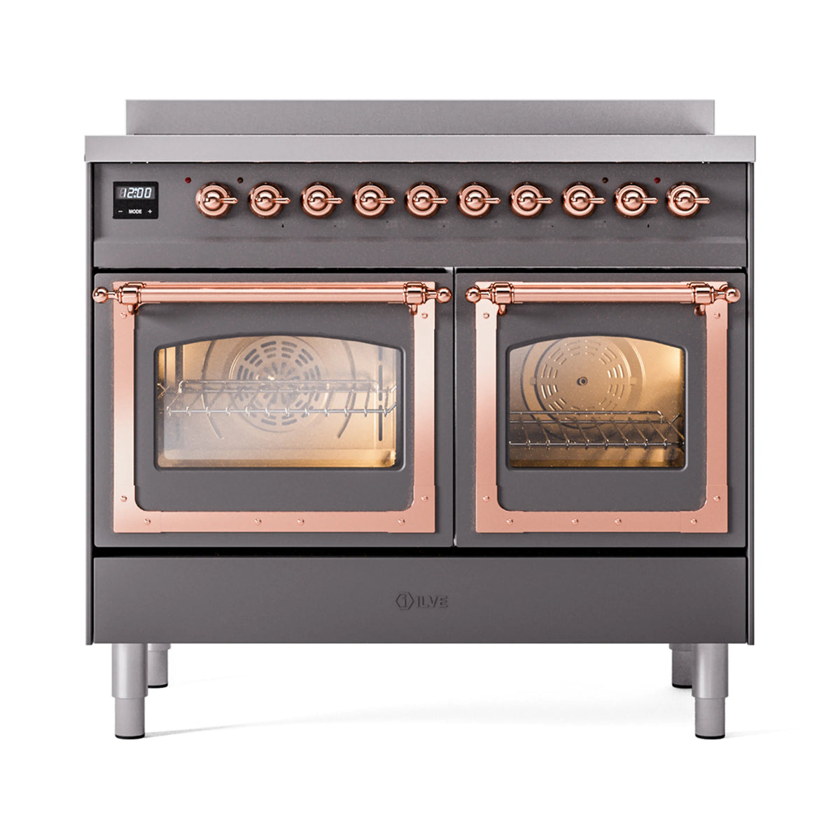 ILVE Nostalgie II Noblesse 40-Inch Induction Range, Triple Glass Door, Matte Graphite with Copper Trim (UNDI406NMPMGP)