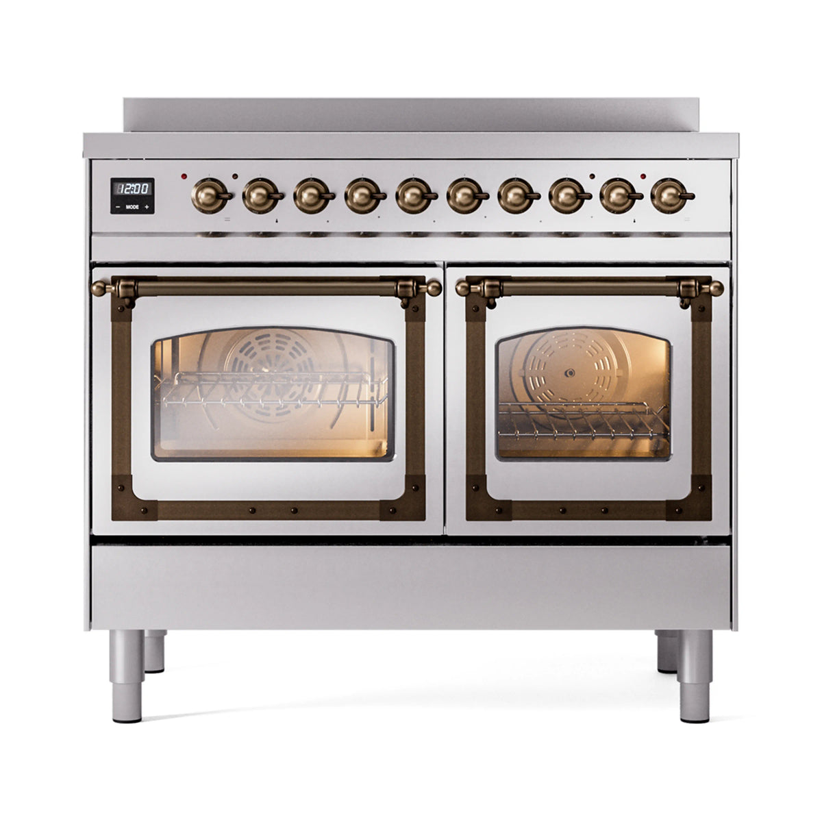 ILVE Nostalgie II Noblesse 40-Inch Induction Range, Triple Glass Door, Stainless Steel with Burnished Bronze Trim (UNDI406NMPSSB)