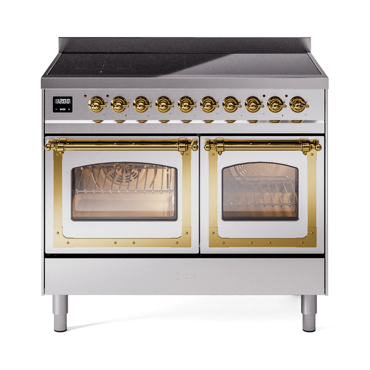 ILVE Nostalgie II Noblesse 40-Inch Induction Range, Triple Glass Door, Stainless Steel with Brass Trim (UNDI406NMPSSG)