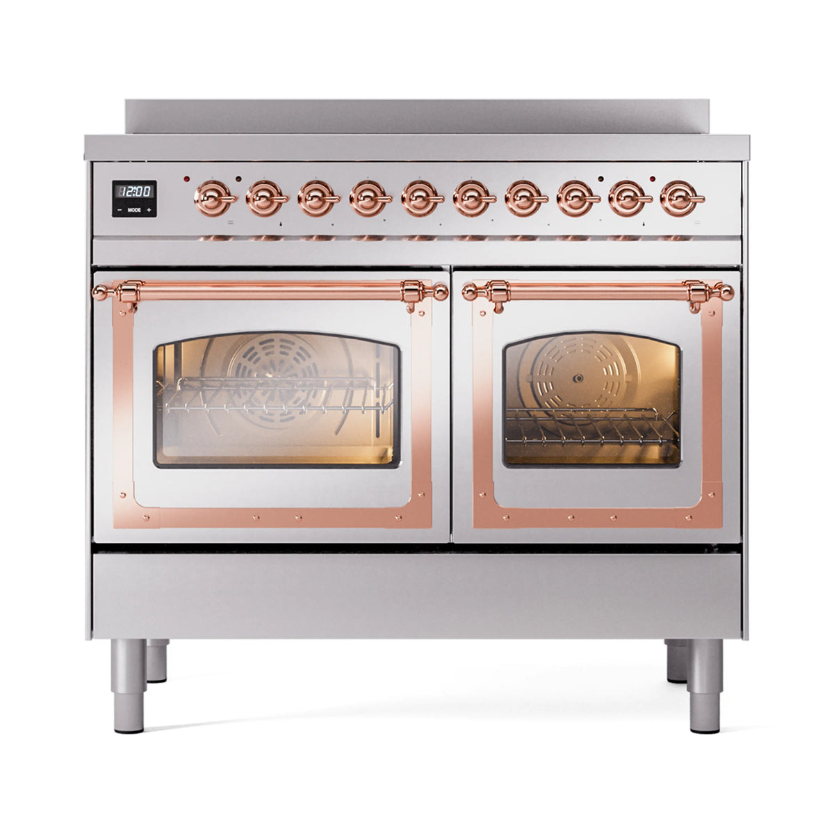 ILVE Nostalgie II Noblesse 40-Inch Induction Range, Triple Glass Door, Stainless Steel with Copper Trim (UNDI406NMPSSP)