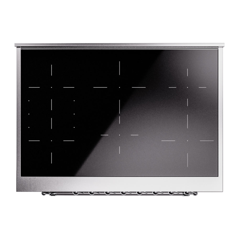 ILVE Nostalgie II 36-Inch Freestanding Electric Induction Range in Blue Grey with Chrome Trim (UPI366NMPBGC)