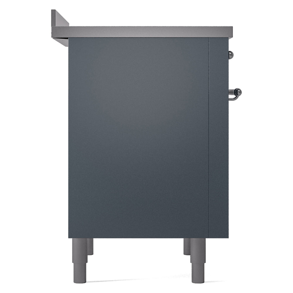 ILVE Nostalgie II 36-Inch Freestanding Electric Induction Range in Blue Grey with Chrome Trim (UPI366NMPBGC)