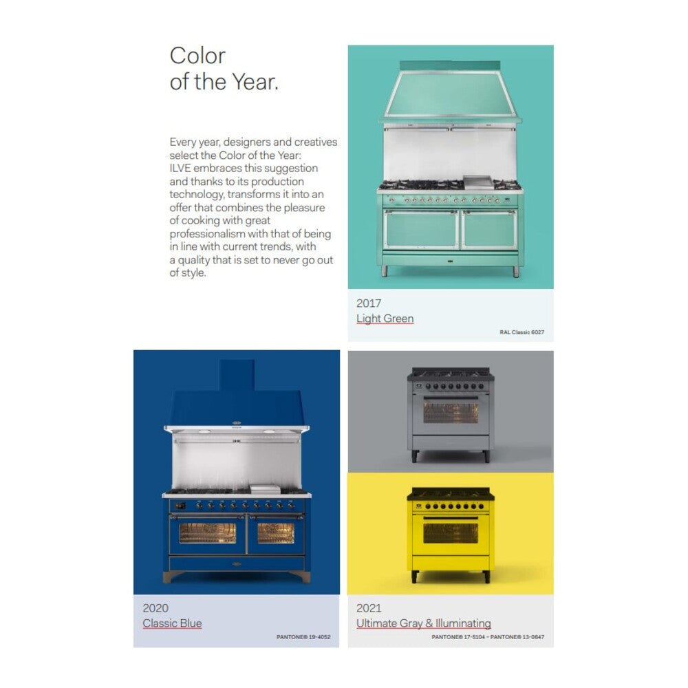 ILVE 36-Inch Nostalgie II Induction Range with Solid Door Oven in Custom RAL with Chrome Trim (UPI366QNMPRAC)