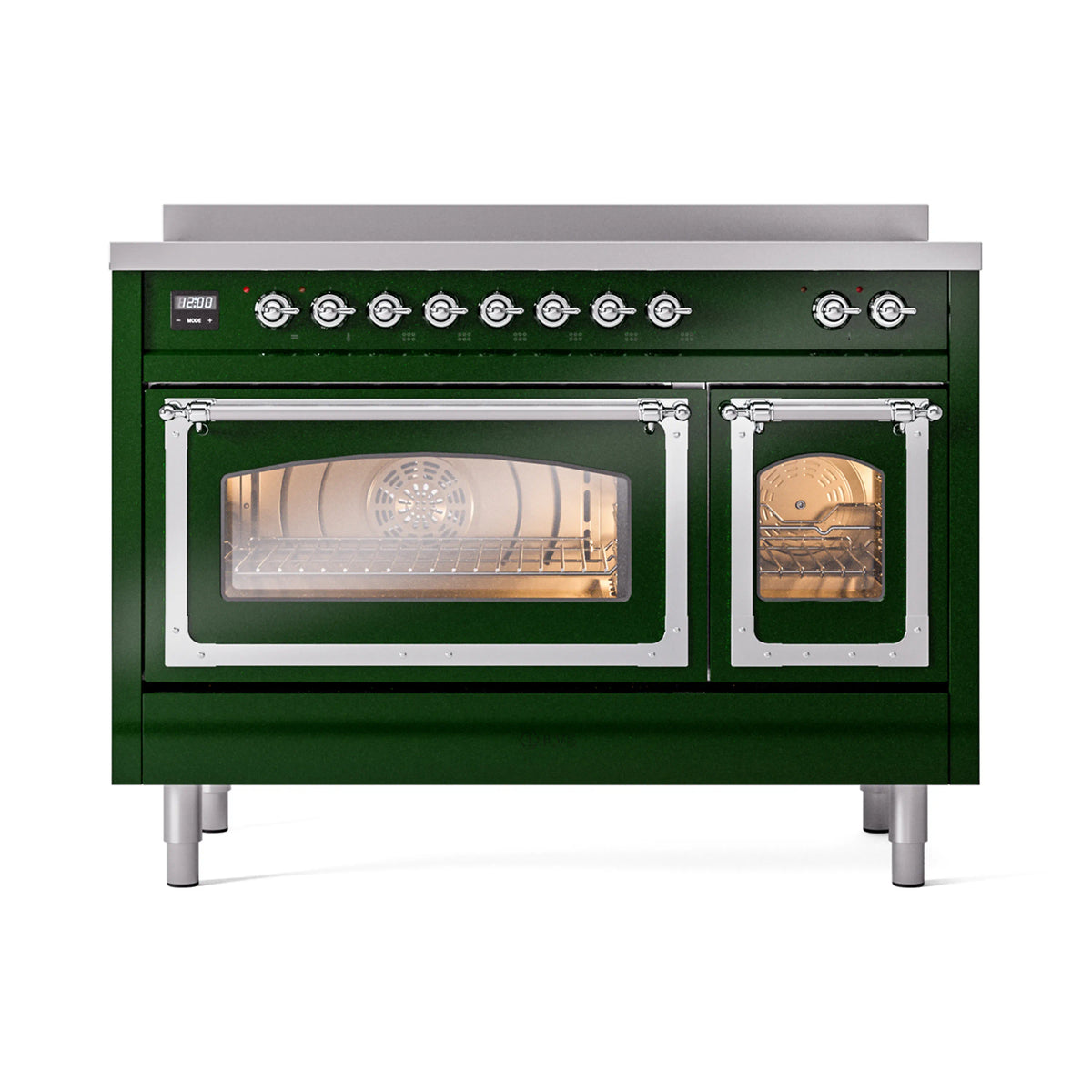 ILVE Nostalgie II Noblesse 48-Inch Induction Range, Triple Glass Door, Emerald Green with Chrome Trim (UNI486NMPEGC)