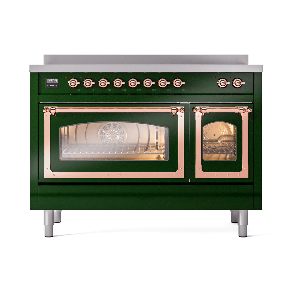 ILVE Nostalgie II Noblesse 48-Inch Induction Range, Triple Glass Door, Emerald Green with Copper Trim (UNI486NMPEGP)