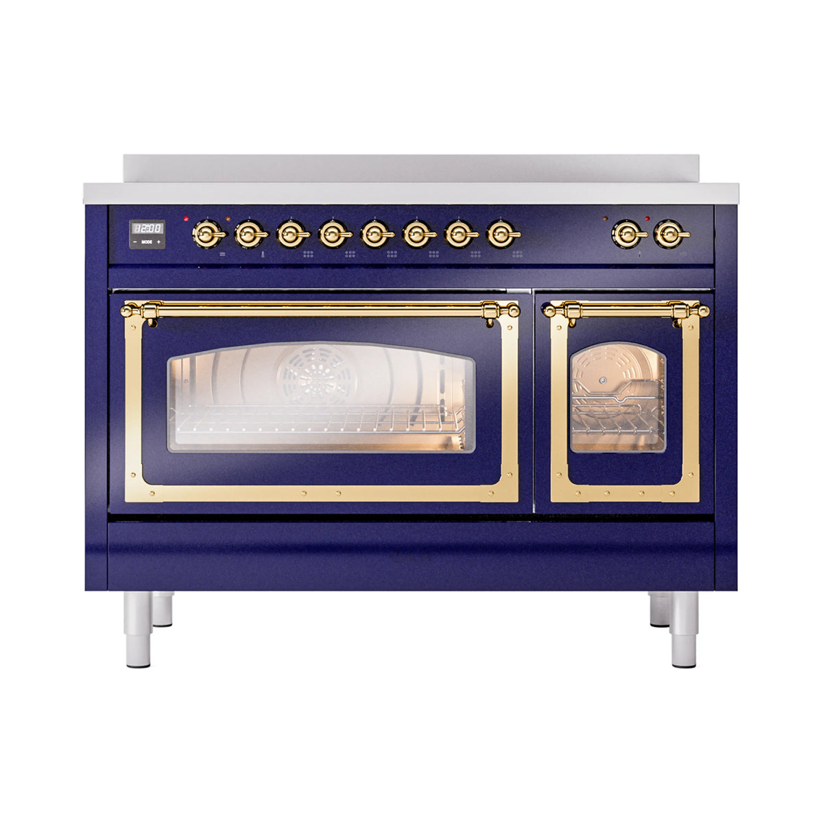 ILVE Nostalgie II Noblesse 48-Inch Induction Range, Triple Glass Door, Midnight Blue with Brass Trim (UNI486NMPMBG)