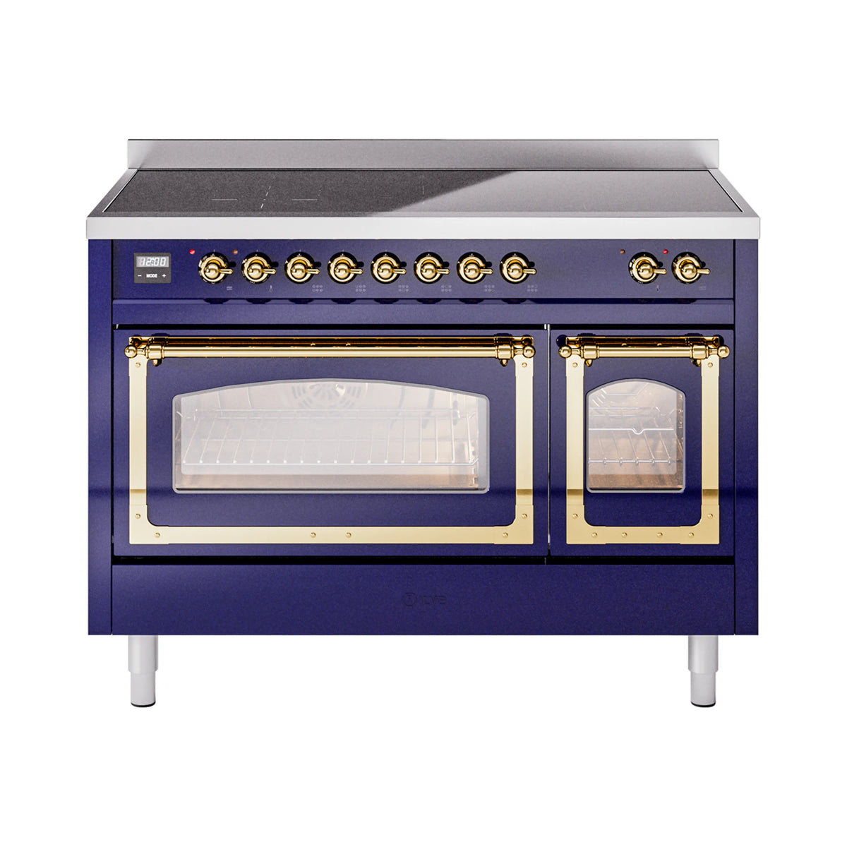 ILVE Nostalgie II Noblesse 48-Inch Induction Range, Triple Glass Door, Midnight Blue with Brass Trim (UNI486NMPMBG)
