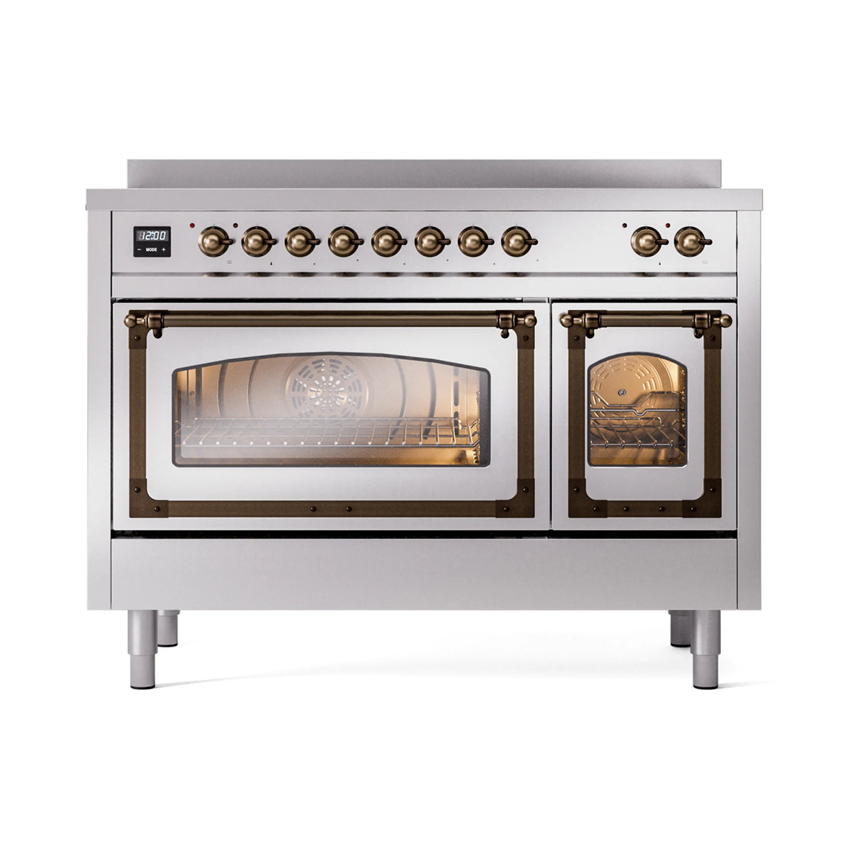 ILVE Nostalgie II Noblesse 48-Inch Induction Range, Triple Glass Door, Stainless Steel with Burnished Bronze Trim (UNI486NMPSSB)