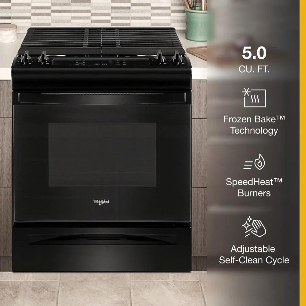 Whirlpool WEG515S0LB 5.0 Cu. Ft. Gas Range with Frozen Bake™ Technology Black