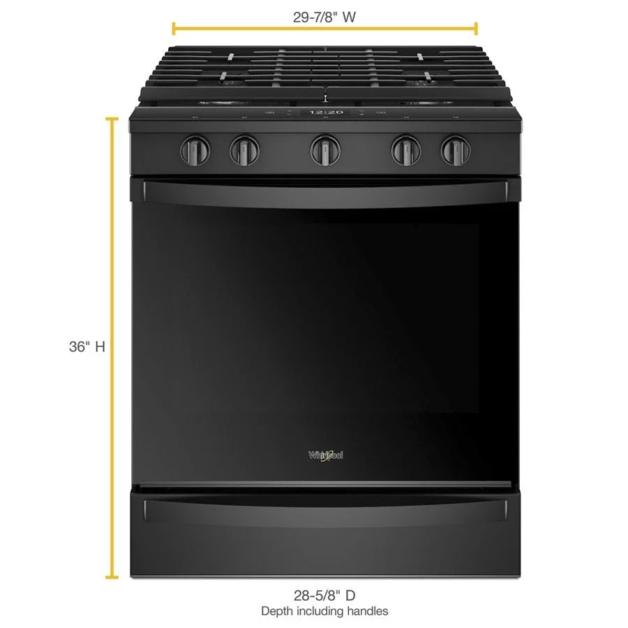 Whirlpool WEG750H0HB 5.8 cu. ft. Smart Slide-in Gas Range with Air Fry, when Connected Black