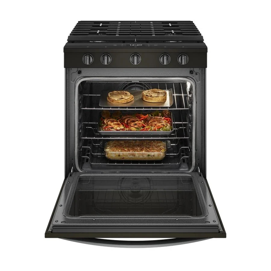 Whirlpool WEG750H0HV 5.8 cu. ft. Smart Slide-in Gas Range with Air Fry, when Connected Black Stainless