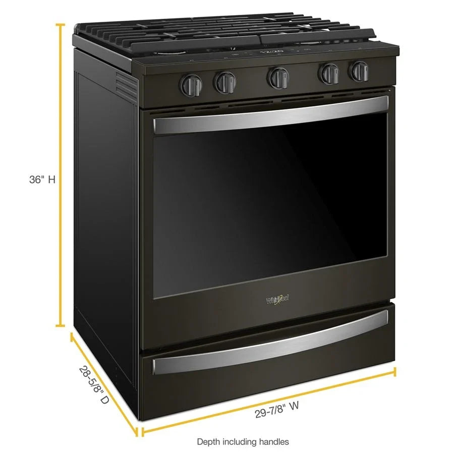 Whirlpool WEG750H0HV 5.8 cu. ft. Smart Slide-in Gas Range with Air Fry, when Connected Black Stainless