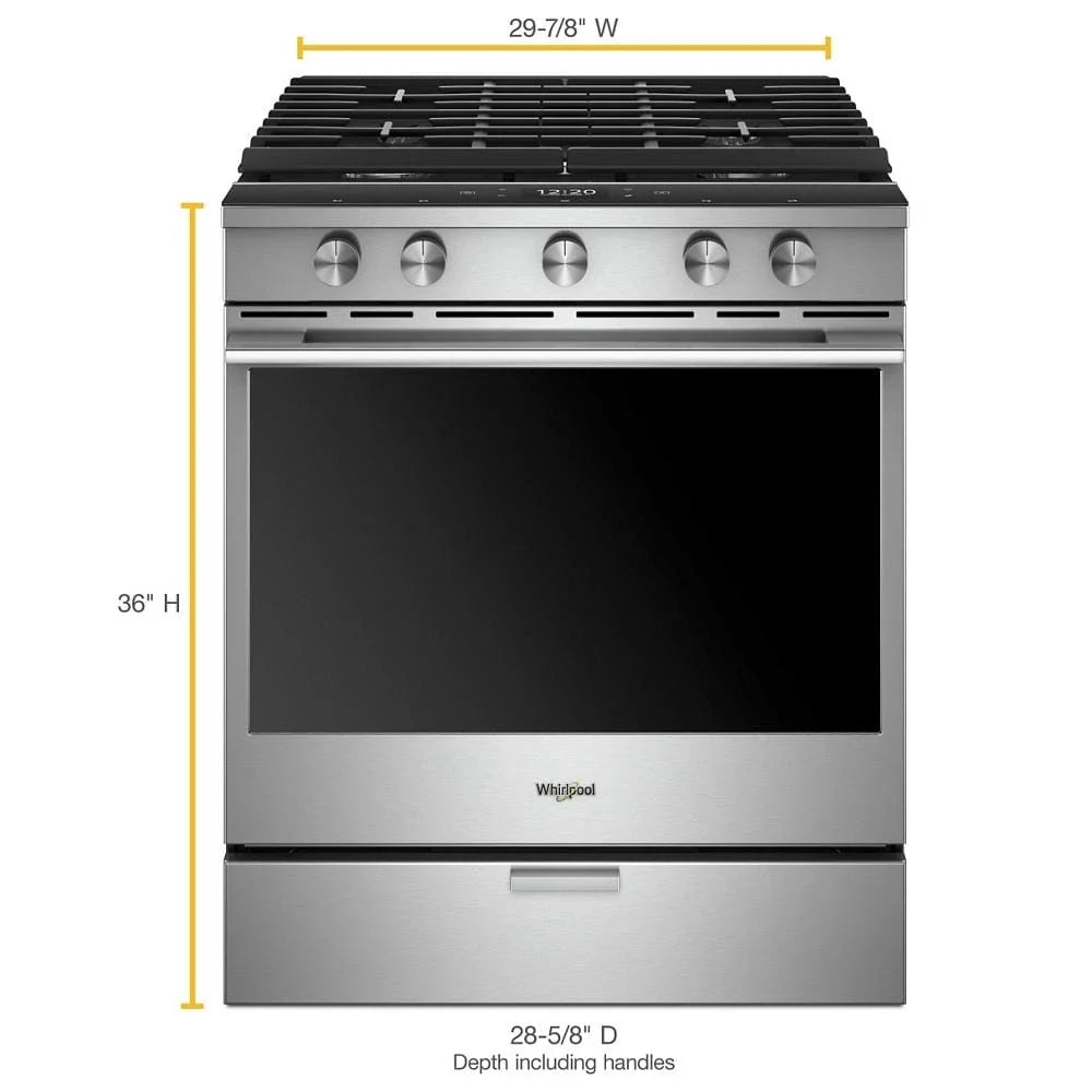 Whirlpool WEGA25H0HZ 5.8 cu. ft. Smart Slide-in Gas Range with EZ-2-Lift™ Hinged Cast-Iron Grates Fingerprint Resistant Stainless Steel