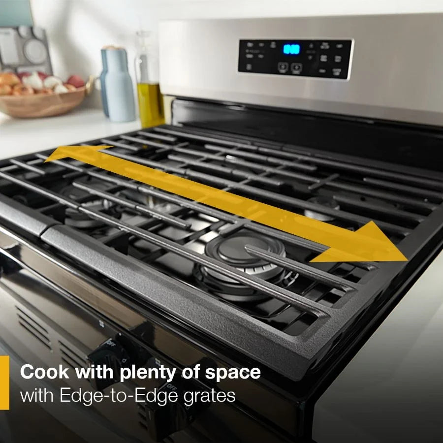 Whirlpool WFGS3530RB 30-inch Self Clean Gas Range with No Preheat Mode Black