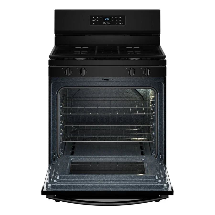 Whirlpool WFGS3530RB 30-inch Self Clean Gas Range with No Preheat Mode Black