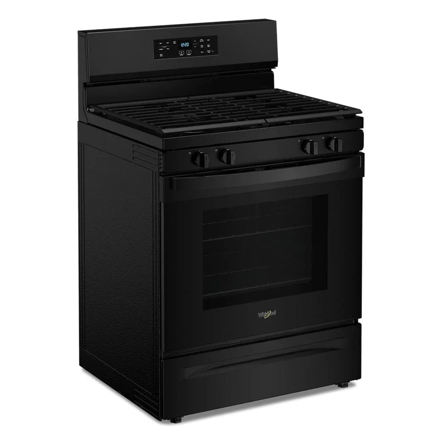 Whirlpool WFGS3530RB 30-inch Self Clean Gas Range with No Preheat Mode Black