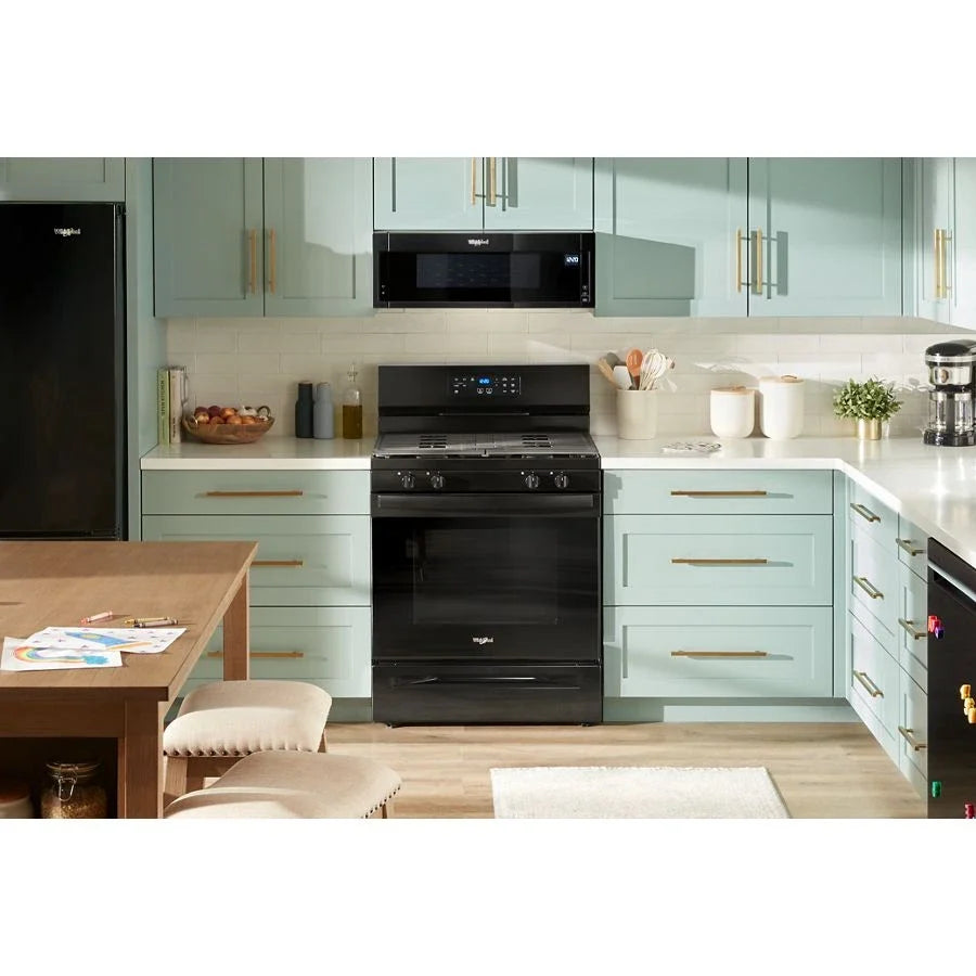 Whirlpool WFGS3530RB 30-inch Self Clean Gas Range with No Preheat Mode Black