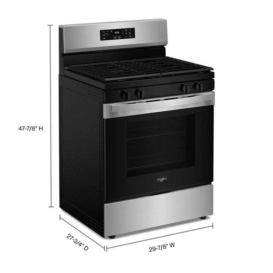 Whirlpool WFGS3530RS 30-inch Self Clean Gas Range with No Preheat Mode Stainless Steel