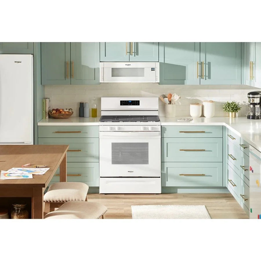 Whirlpool WFGS3530RW 30-inch Self Clean Gas Range with No Preheat Mode White