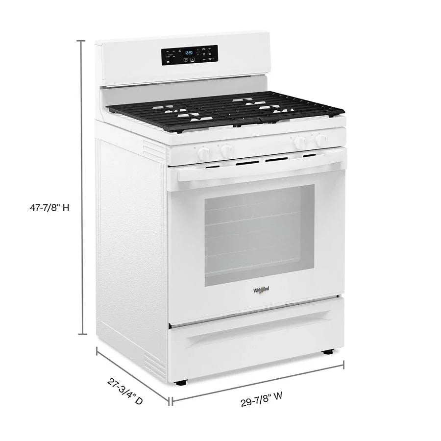 Whirlpool WFGS3530RW 30-inch Self Clean Gas Range with No Preheat Mode White