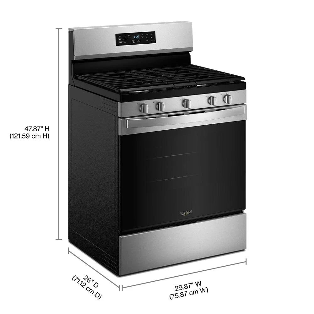 Whirlpool WFGS4530SS 30-inch Gas Range with Air Cooking Technology and Steam Clean Stainless Steel