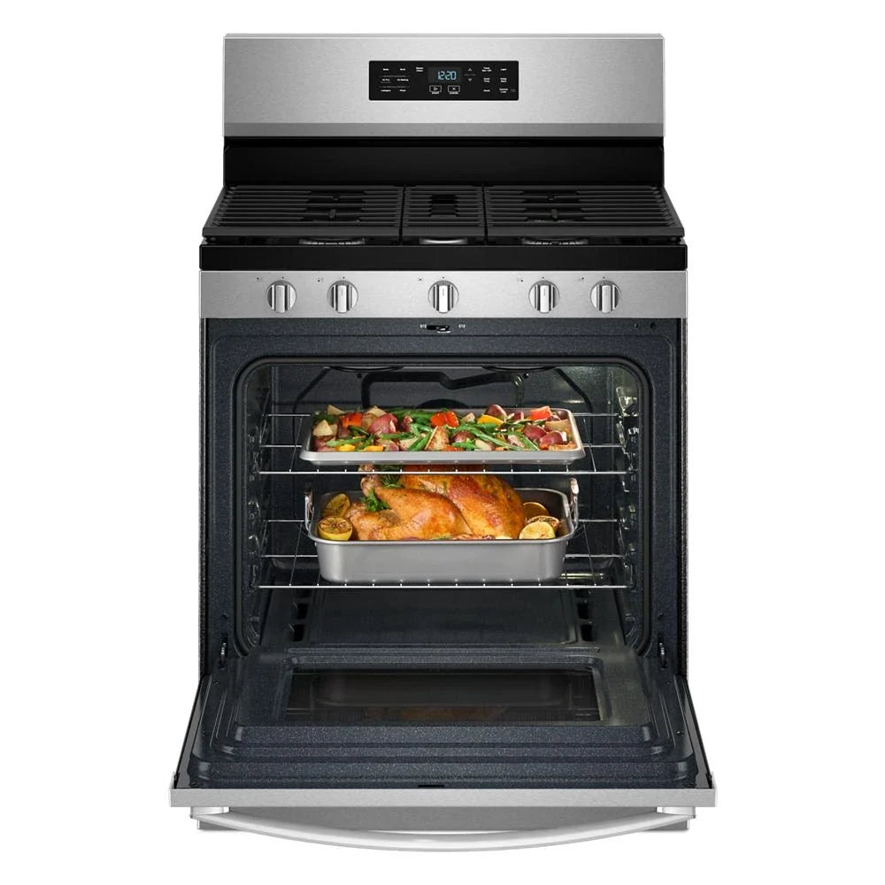 Whirlpool WFGS4530SS 30-inch Gas Range with Air Cooking Technology and Steam Clean Stainless Steel