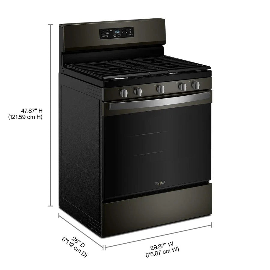 Whirlpool WFGS4530SV 30-inch Gas Range with Air Cooking Technology and Steam Clean Black Stainless