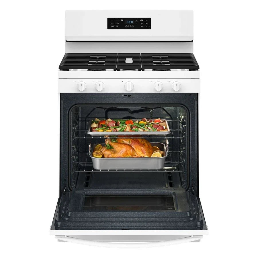 Whirlpool WFGS4530SW 30-inch Gas Range with Air Cooking Technology and Steam Clean White