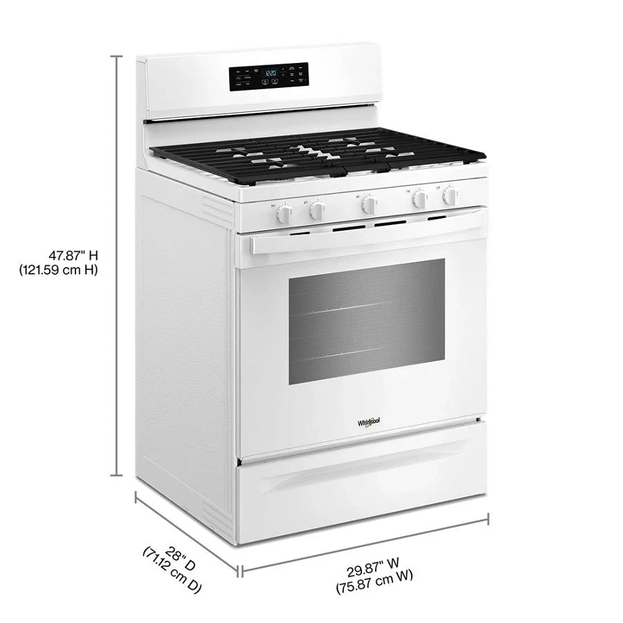 Whirlpool WFGS4530SW 30-inch Gas Range with Air Cooking Technology and Steam Clean White