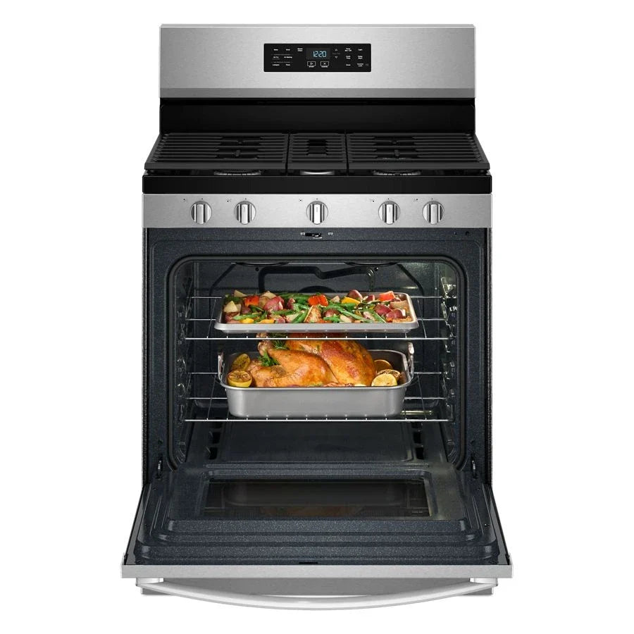 Whirlpool WFGS4530SZ 30-inch Gas Range with Air Cooking Technology and Steam Clean Fingerprint Resistant Stainless Steel