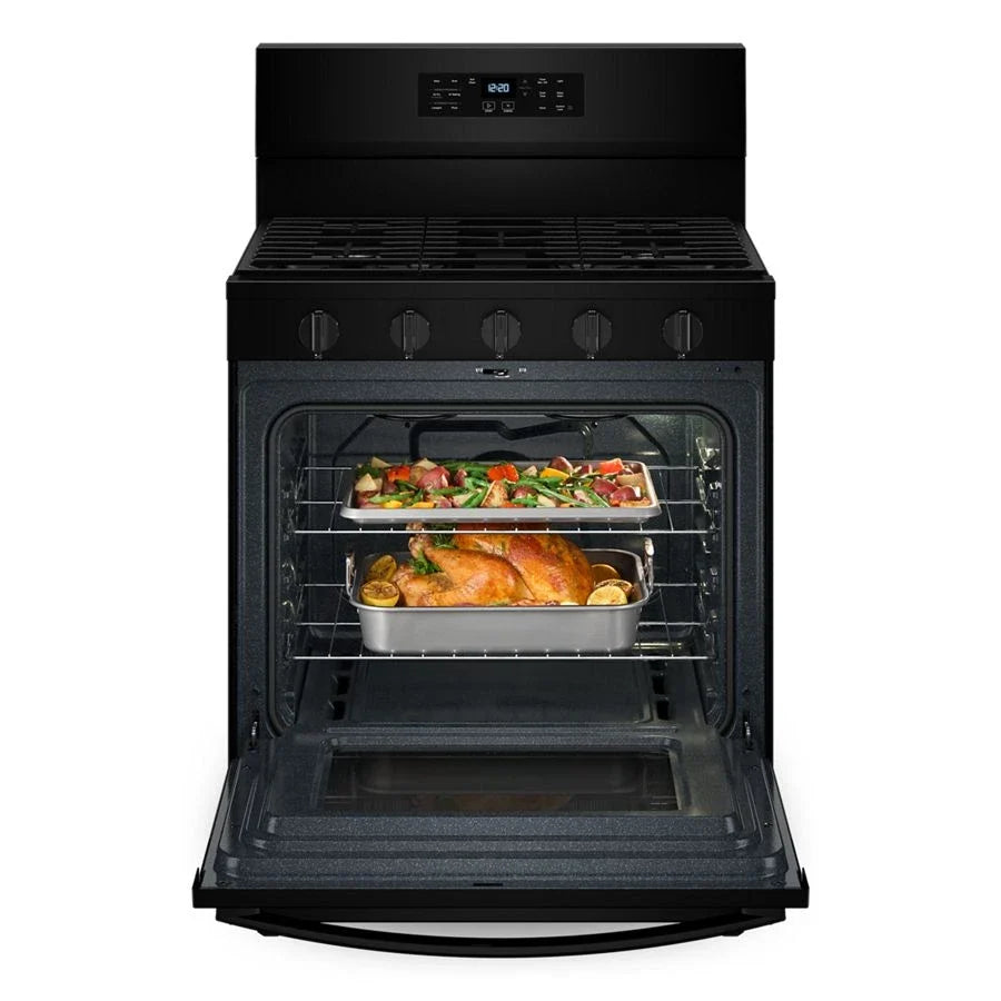 Whirlpool WFGS5030RB 30-inch Gas Range with Air Cooking Technology, No Preheat Air Fry and Air Baking and Self Clean Black
