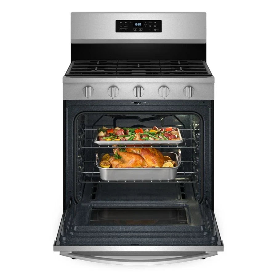 Whirlpool WFGS5030RS 30-inch Gas Range with Air Cooking Technology, No Preheat Air Fry and Air Baking and Self Clean Stainless Steel