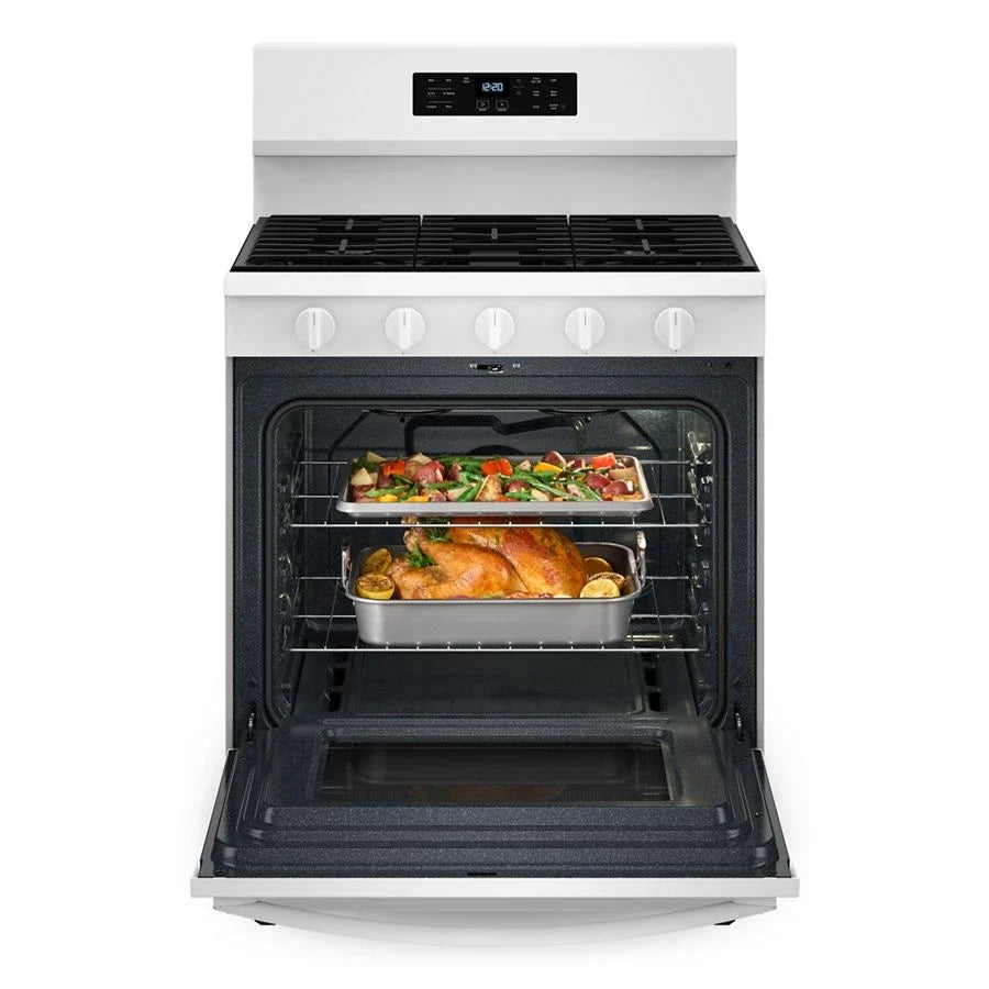Whirlpool WFGS5030RW 30-inch Gas Range with Air Cooking Technology, No Preheat Air Fry and Air Baking and Self Clean White