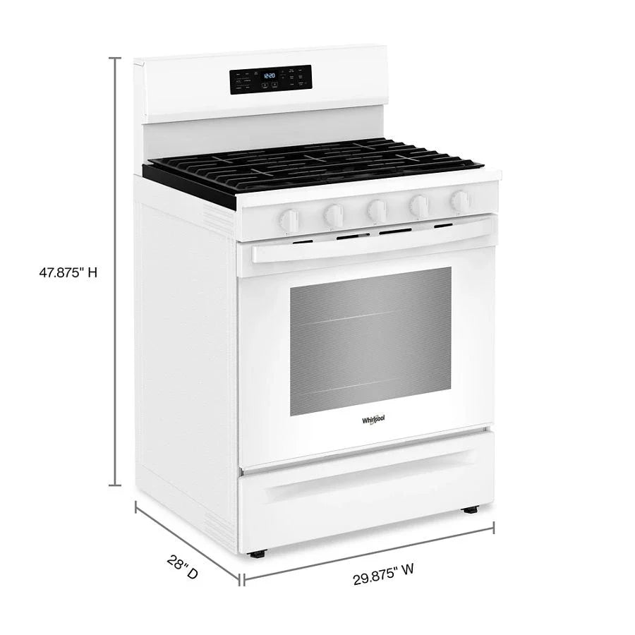 Whirlpool WFGS5030RW 30-inch Gas Range with Air Cooking Technology, No Preheat Air Fry and Air Baking and Self Clean White