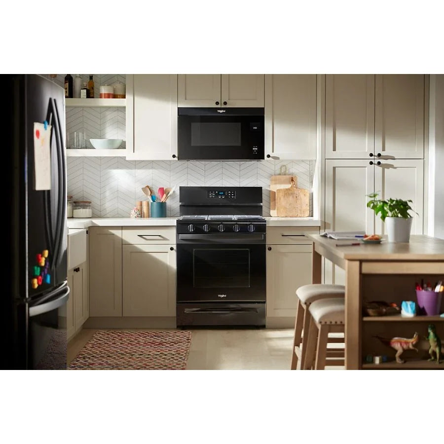 Whirlpool WFGS5730SB 30-inch Gas Range with Air Cooking Technology and EZ-2-Lift™ Hinged Grates Black