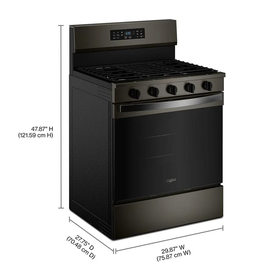 Whirlpool WFGS5730SV 30-inch Gas Range with Air Cooking Technology and EZ-2-Lift™ Hinged Grates Black Stainless