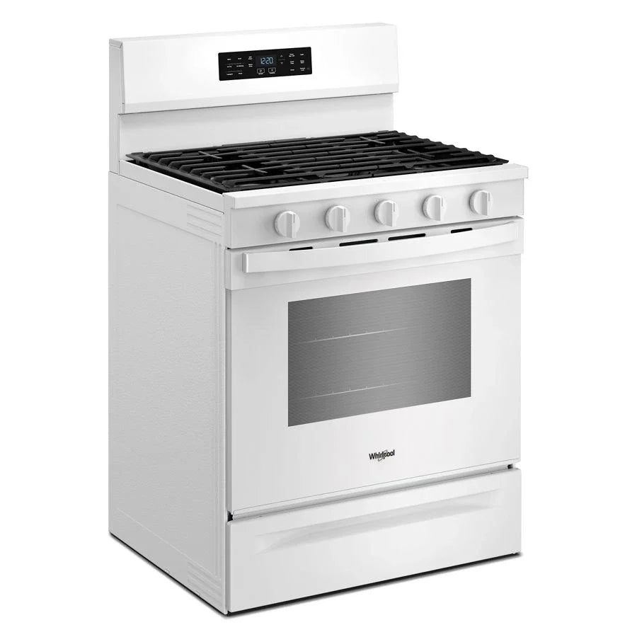 Whirlpool WFGS5730SW 30-inch Gas Range with Air Cooking Technology and EZ-2-Lift™ Hinged Grates White