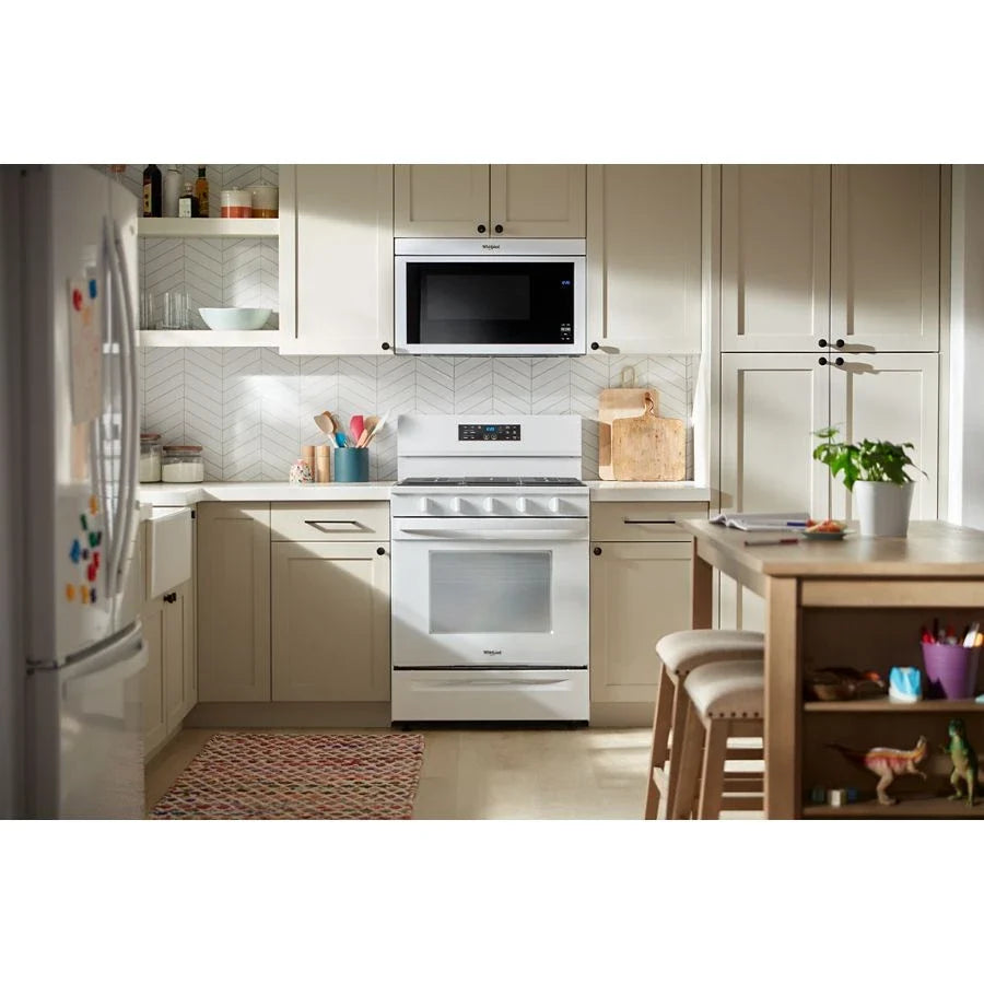Whirlpool WFGS5730SW 30-inch Gas Range with Air Cooking Technology and EZ-2-Lift™ Hinged Grates White