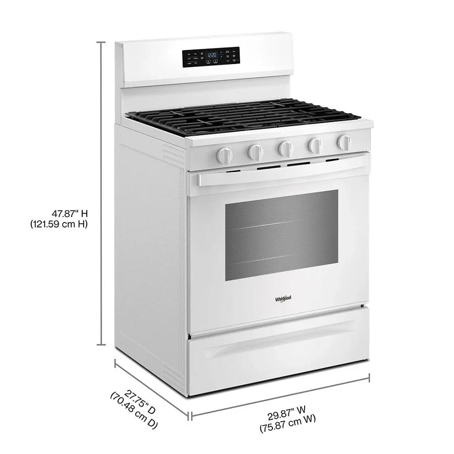 Whirlpool WFGS5730SW 30-inch Gas Range with Air Cooking Technology and EZ-2-Lift™ Hinged Grates White