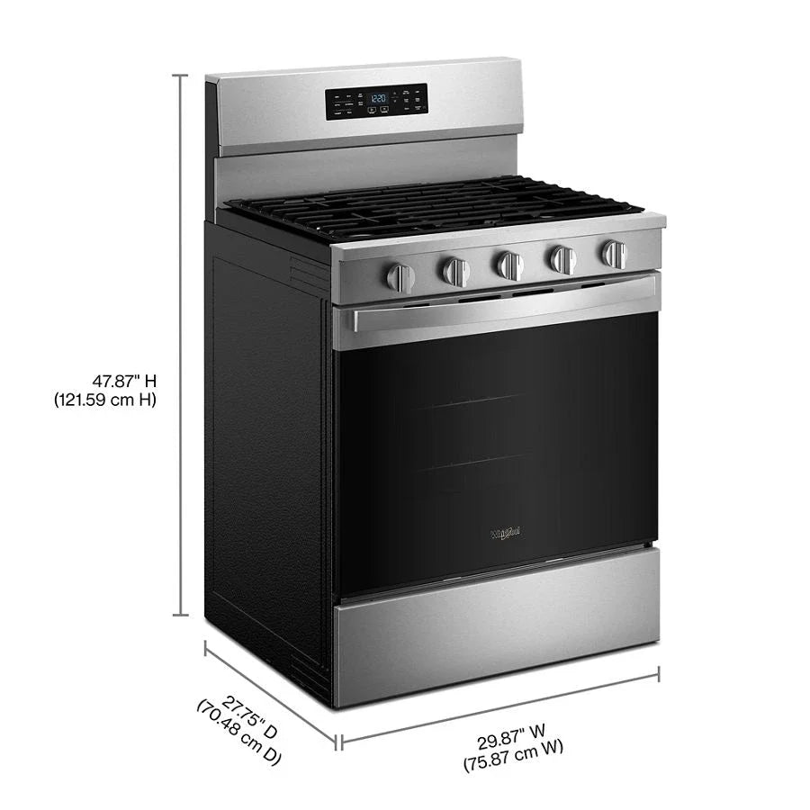 Whirlpool WFGS5730SZ 30-inch Gas Range with Air Cooking Technology and EZ-2-Lift™ Hinged Grates Fingerprint Resistant Stainless Steel