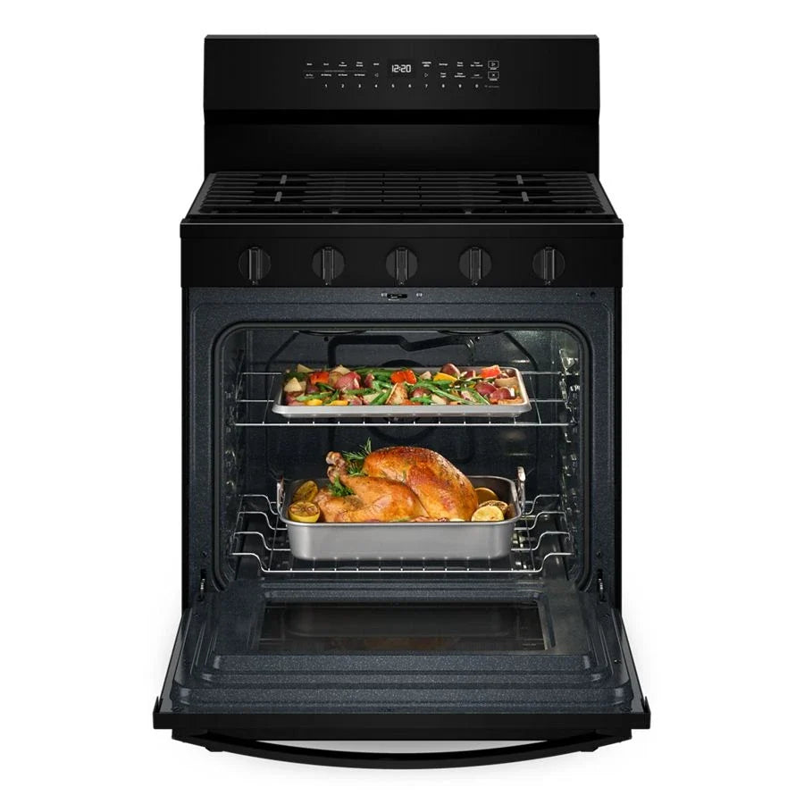 Whirlpool WFGS7530RB 30-inch Smart Gas Range with Air Cooking Technology, No Preheat Air Fry, Steam/Self Clean and High Speed Preheat Black