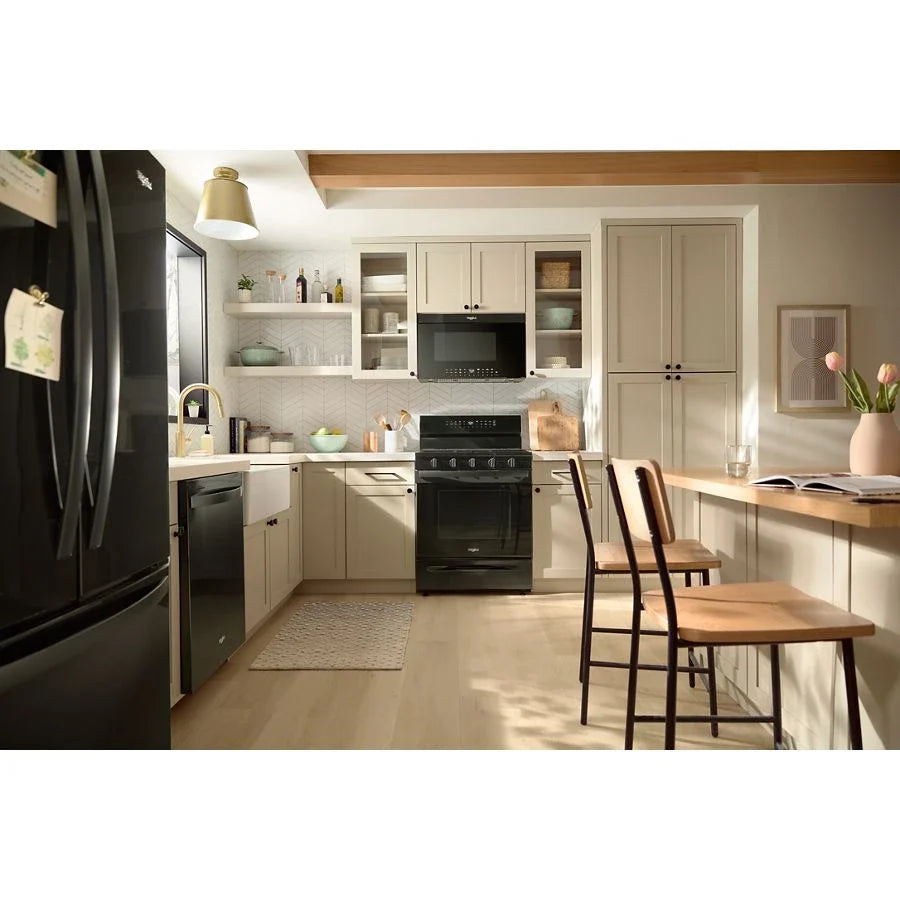 Whirlpool WFGS7530RB 30-inch Smart Gas Range with Air Cooking Technology, No Preheat Air Fry, Steam/Self Clean and High Speed Preheat Black