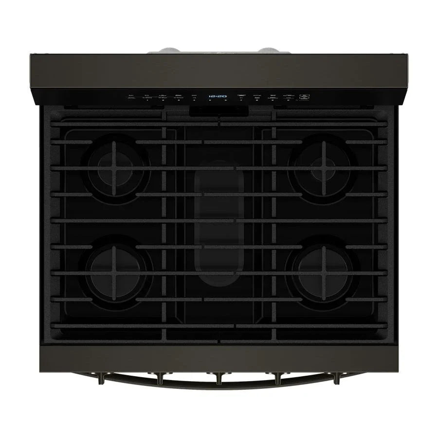 Whirlpool WFGS7530RV 30-inch Smart Gas Range with Air Cooking Technology, No Preheat Air Fry, Steam/Self Clean and High Speed Preheat Black Stainless