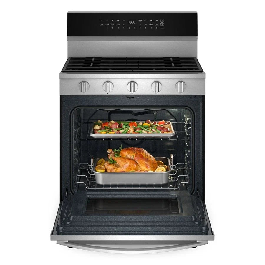 Whirlpool WFGS7530RZ 30-inch Smart Gas Range with Air Cooking Technology, No Preheat Air Fry, Steam/Self Clean and High Speed Preheat Fingerprint Resistant Stainless Steel