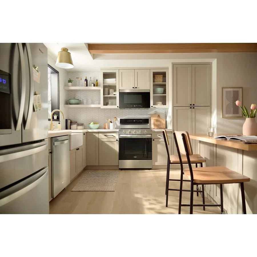 Whirlpool WFGS7530RZ 30-inch Smart Gas Range with Air Cooking Technology, No Preheat Air Fry, Steam/Self Clean and High Speed Preheat Fingerprint Resistant Stainless Steel