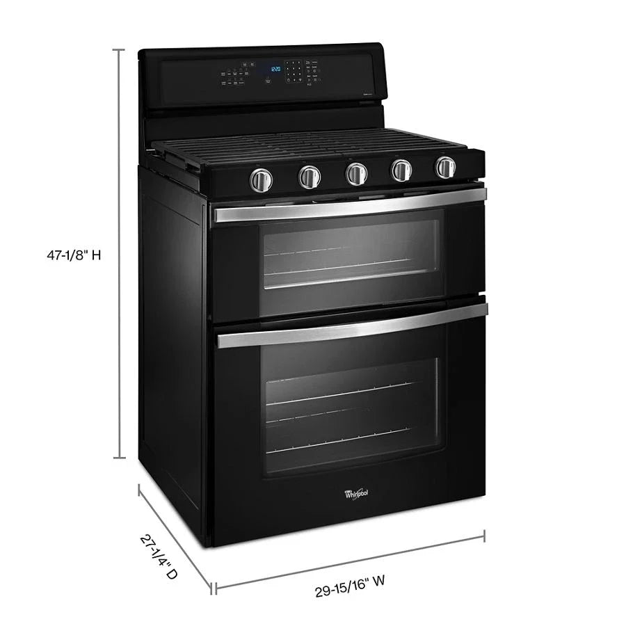 Whirlpool WGG745S0FE 6.0 Cu. Ft. Gas Double Oven Range with EZ-2-Lift™ Hinged Grates Black Ice