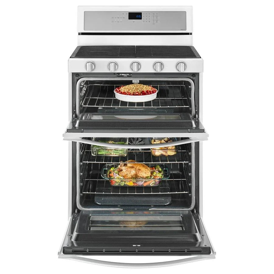 Whirlpool WGG745S0FH 6.0 Cu. Ft. Gas Double Oven Range with EZ-2-Lift™ Hinged Grates White Ice