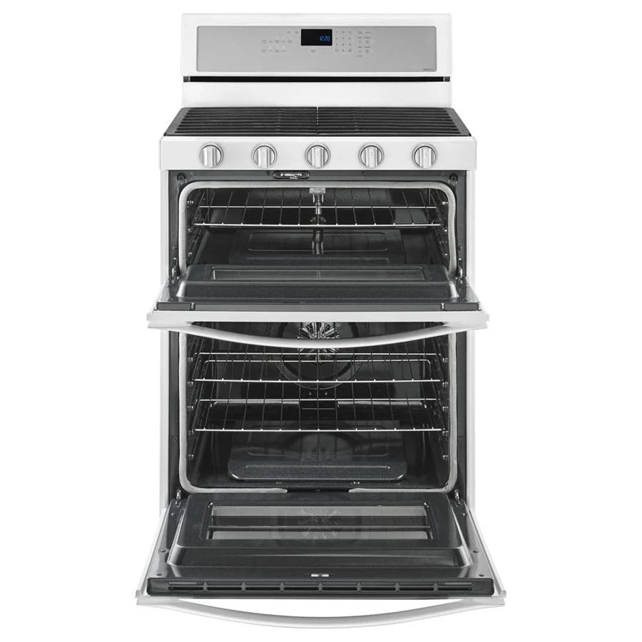 Whirlpool WGG745S0FH 6.0 Cu. Ft. Gas Double Oven Range with EZ-2-Lift™ Hinged Grates White Ice